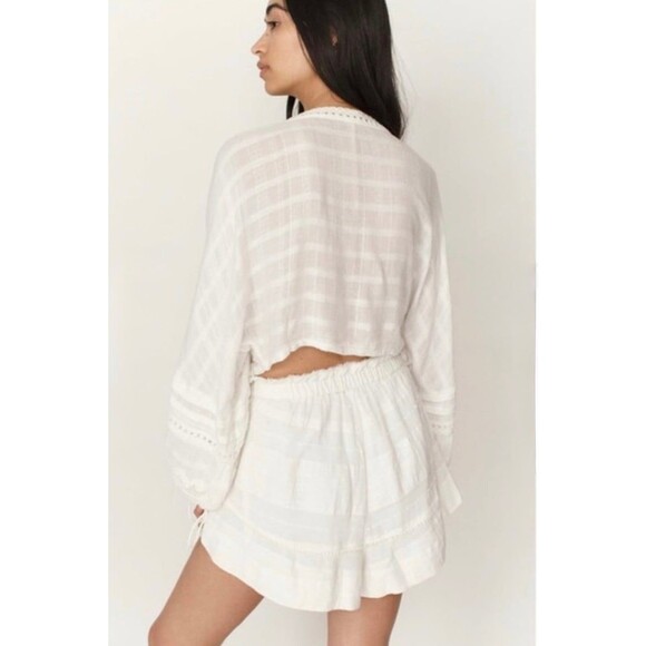 Free People Paloma Boho Chic Flowy Blouse Top XS White EUC - Picture 2 of 7